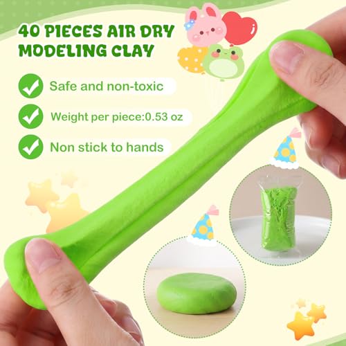 VioraWhite 40 Pcs 21 oz Air Dry Clay Bulk Modeling Clay,Green | Ultra Lightweight Foam Modeling Clay for Kids Adults, DIY Crafts Party Arts, School Project Gifts Supplies - color: Green