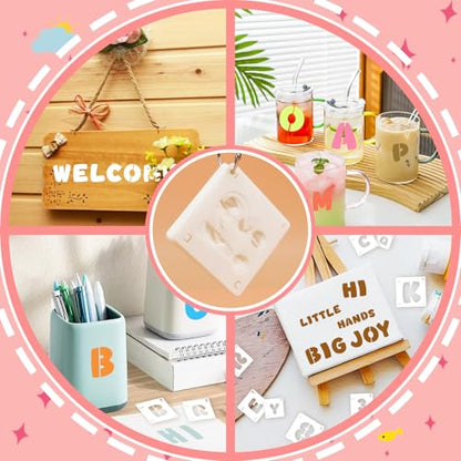 80 Pcs Letter Stencils, Large Letter Stencils for Painting (1 Inch+2 Inch) | Alphabet & Number Stencil for Crafts, Reusable,PET,Letters Stencils for Painting on Wood,Wall,Fabric,Chalkboard,Signs,DIY Art - size: 1 Inch+2 Inch