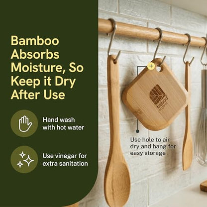 Bamboo Pot and Pan Scraper Set (3 Pcs) – Non-Scratch Cast Iron Cleaner & Dish Scraping Tool