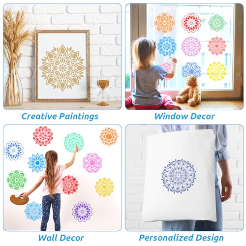 36pcs Mandala Drawing Stencils for 8 Inch Sidewalk Chalk Stencils Painting Large Washable Reusable Mandala Themed Primary Shape Template for Toddlers Preschool - style: Mandala