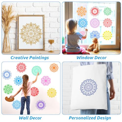 36pcs Mandala Drawing Stencils for 8 Inch Sidewalk Chalk Stencils Painting Large Washable Reusable Mandala Themed Primary Shape Template for Toddlers Preschool - style: Mandala