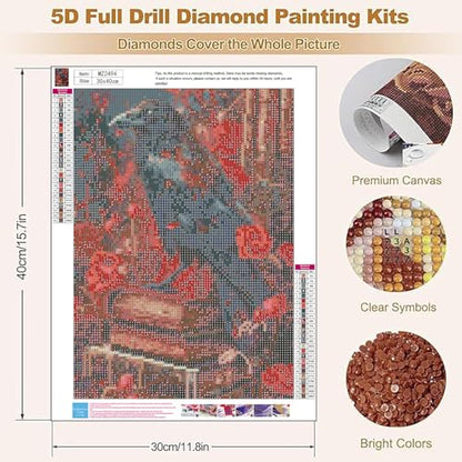 XUCNWL Halloween Diamond Art Kits for Adults,Crow Book Diamond Painting - color: Crow, size: 11.8x15.7in(30x40cm)