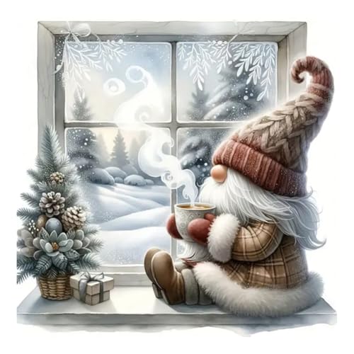 hill froeistung Gnome Diamond Art Painting Kits for Adults | Winter Diamond Painting Kits for Beginners,Christmas Diamond Art Kits for Home Decor12×12inch - color: HF-A061