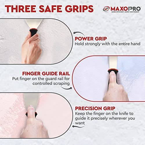Professional Putty Knife Set Stainless Steel – 5Pcs Durable Putty Knife Scrapers for Drywall Spackle, Filing, Paint Scraping – Puddy Knife Wall Repair Kit with Ergonomic Non-Slip Handle