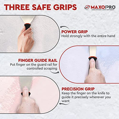 Professional Putty Knife Set Stainless Steel – 5Pcs Durable Putty Knife Scrapers for Drywall Spackle, Filing, Paint Scraping – Puddy Knife Wall Repair Kit with Ergonomic Non-Slip Handle