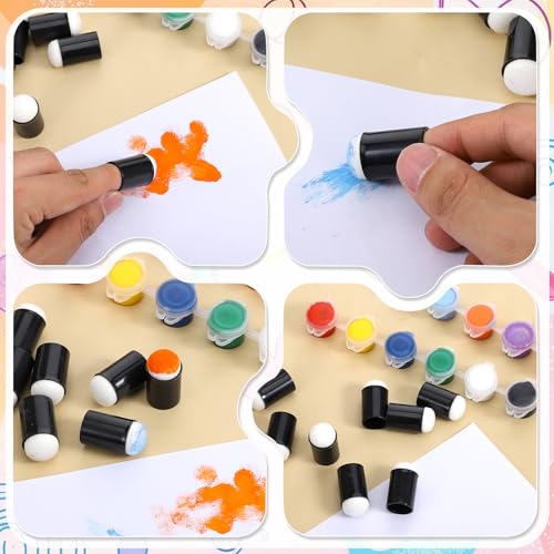 JJUNW 30 Pcs Finger Sponge Daubers Set, Face Paint Sponges Drawing Project Finger Painting Sponge, Paint Sponges for Card Making, Painting, Stamping, Ink