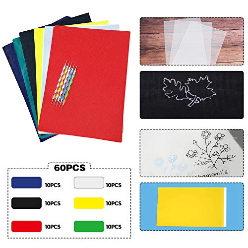 60 Sheets Carbon Transfer Paper,Tracing Paper Carbon Graphite Copy Paper with 5 Pieces Embossing Styluses Stylus Dotting Tools for Wood,Paper,Canvas and Other Art Surfaces 8.3 x 11.7 inches(6 Colors) - color: Black, Blue, Red, Yellow, Green, Translucent (