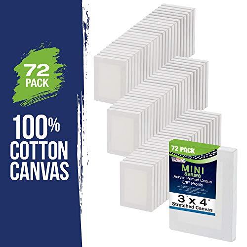 U.S. Art Supply 3x4 Mini Canvases for Painting, 72 Pack Bulk Small Stretched Artist Canvas Professional Primed - Ideal for Arts & Crafts | Small Stretched Artist Canvas Professional Primed - Ideal for Arts & Crafts - size: 3" x 4" - Pack of 72