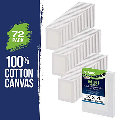 U.S. Art Supply 3x4 Mini Canvases for Painting, 72 Pack Bulk Small Stretched Artist Canvas Professional Primed - Ideal for Arts & Crafts | Small Stretched Artist Canvas Professional Primed - Ideal for Arts & Crafts - size: 3" x 4" - Pack of 72