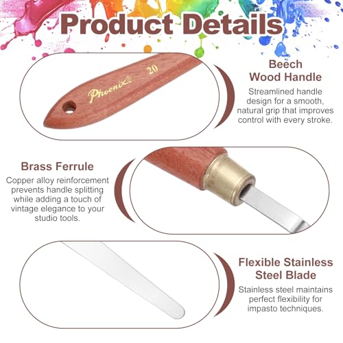 MECCANIXITY Pack of 1 Palette Knife No.20, 8.6" Long Palette Knives with Stainless Steel Flexible Spatula Pallet Knife and Wood Handle for Scraping, Mixing, Oil Acrylic Painting Canvas - style: No.20