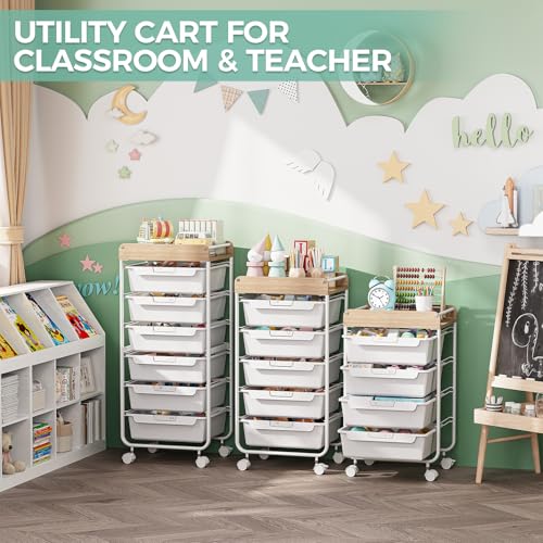 SYKIARIOL Utility Cart with Drawers,Craft Cart with 5 Drawers,White - color: White, size: 5-Drawer