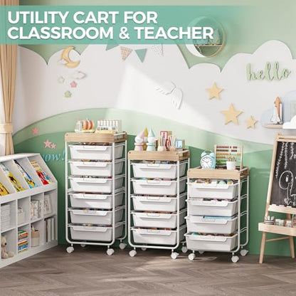 SYKIARIOL Utility Cart with Drawers,Craft Cart with 5 Drawers,White - color: White, size: 5-Drawer