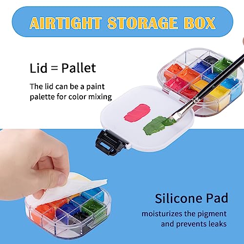 Falling in Art 16 Wells Airtight Paint Palette with Lid, Black - color: Black
