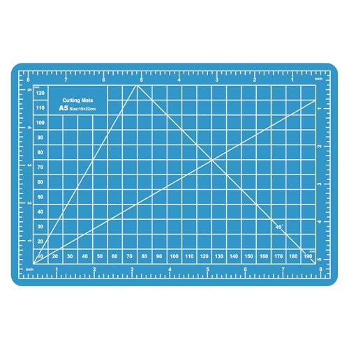 A5 Small Self Healing Cutting Mat,8in x 6in Double Sided Thickened Sewing Mat PVC Rotary Cutting Mat for Crafts Sewing Hobby Fabric Project Craft Cutting Board for Matting & Mounting(Blue) - color: Blue, size: 8.7"L x 5.9"W