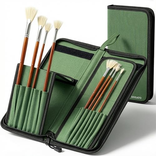 DUGATO Long Brush Holder & Organizer, Canvas Case 5.7 x 14.8 in, Green - color: Green, size: Large 5.7x14.8 inches