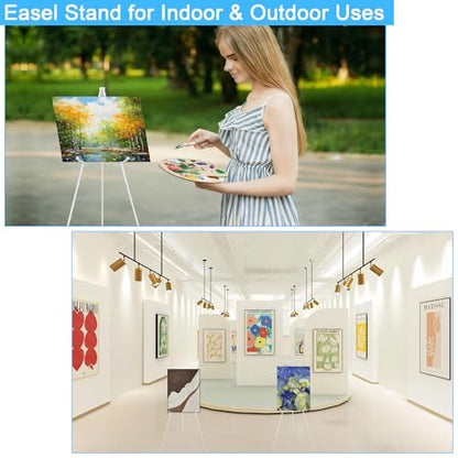 3 Pack White Easel Stand for Wedding Sign, Poster, 63" Portable Metal Painting Easels Stand Adjustable Folding Easel for Art Crafts Show,Arts,Birthday - style: White