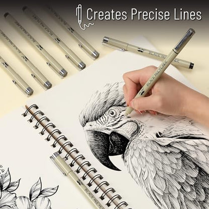 Mr. Pen- Drawing Pens for Artists, 8 Pack, Black Multiliner, Artist pens | Micro Pens for Drawing, Ink Pens for Drawing, Sketch Pens, Micro Pen, Fineliner Pens, Bible Journaling Pens - size: 8 Tip Sizes(0.4 to 3 mm)