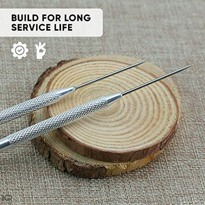 KETAR 4 Pcs Pottery ToolsTips, 6.3 Inch, Stainless Steel, Knurled Grip | Pottery Needle Tool Set; Non-Slip Grip, Protective Sleeve; Needle Tools for Clay; for Ceramics, Sculpting, and DIY Carving