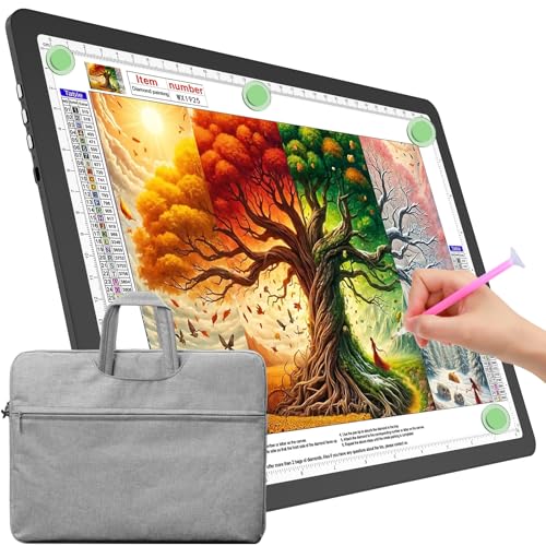 TOHETO A4 Light Board with Bag for Diamond Painting, Super Bright Magnetic Light Pad with Side Buttons, Lightbox for Tracing and Drawing, Corded Light Table for Sketching, Weeding Vinyl (Black) - color: Black, size: A4 with Bag