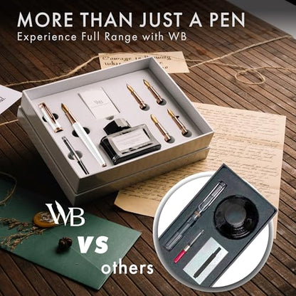 Wordsworth & Black Luxury Fountain Pen Set for Writing, 6 Nibs, White Rose - color: White Rose Gold