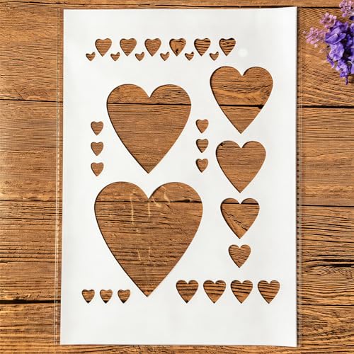TIAMECH A4 Reusable Love Hearts Stencil for Painting - style: Love Hearts