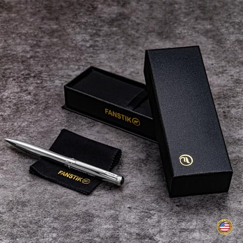 FANSTIK Customized Silver Luxury ballpoint pen, fancy gift set for women, Chrome Finish, Professional executive pen gift set for men (Lux Custom-BallPoint Silver) - color: B Cust-BallPoint Silver