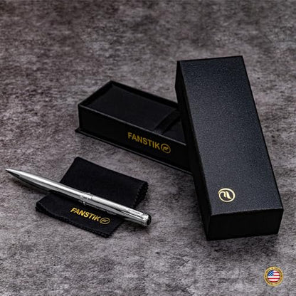 FANSTIK Customized Silver Luxury ballpoint pen, fancy gift set for women, Chrome Finish, Professional executive pen gift set for men (Lux Custom-BallPoint Silver) - color: B Cust-BallPoint Silver