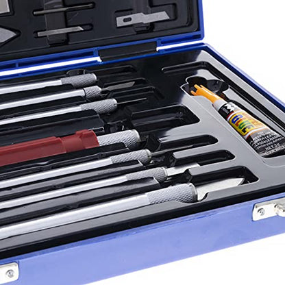 52pc Deluxe Cutting Knife Set with Molded Hard Case, Assorted Precision Utility Knife Blades and Handles Complete Set