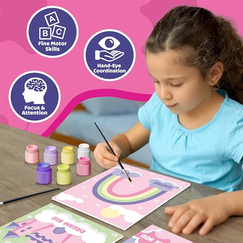 jackinthebox Paint by Numbers Unicorn Craft Activity for Girls for Ages 6–9 | Easy paint-by-number activity with 8X10 inch 3 unicorn canvas design,art & craft painting kit Gift for creative kids ages 6-9