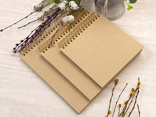 potricher 8 x 8 Inch DIY Scrapbook Album 80 Pages with Kraft Paper, Yellow - color: Yellow, size: 8 Inch 80 Pages