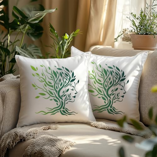 Tree Woman Face Stencil for Painting, 11.8"x11.8" Plastic Tree of Life Stencil Drawing Templates, Woman Leaves DIY Craft Paint Template for Wall Home Decor Wood Burning Card Journal Paper | 11.8" x 11.8" Plastic Craft Stencil, Tree Woman Wall Stencil, DIY