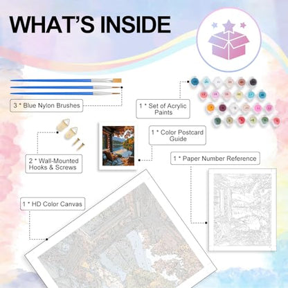Paint by Numbers Kit for Adults, Fall Lake Cabin Number Painting Canvas Kit - color: Cabin-1