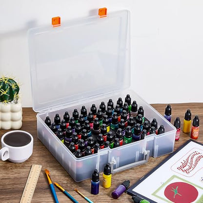 Patelai 2 Pack Alcohol Ink Storage Case and Paint Carrying Organizer Holder Fits 120 Pcs 0.78 Inch Bottles, Portable Storage Box with Foam Insert for Alcohol & Paint Ink, Art Supplies - size: 60*0.35 oz
