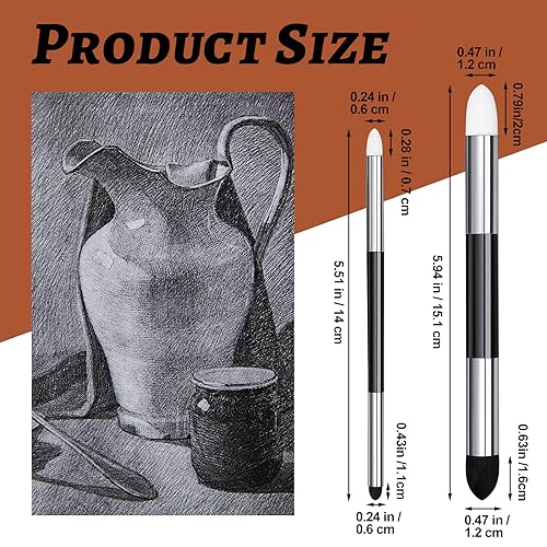 Kosiz 6 Pcs Blending Sponge Pen Rub and Buff Double Headed, White, Black | Washable Sponge Tips, Art Drawing Shading and Highlight Tools, Smooth Color Blending, Reusable Blending Tools for Oil Pastels - color: White,black