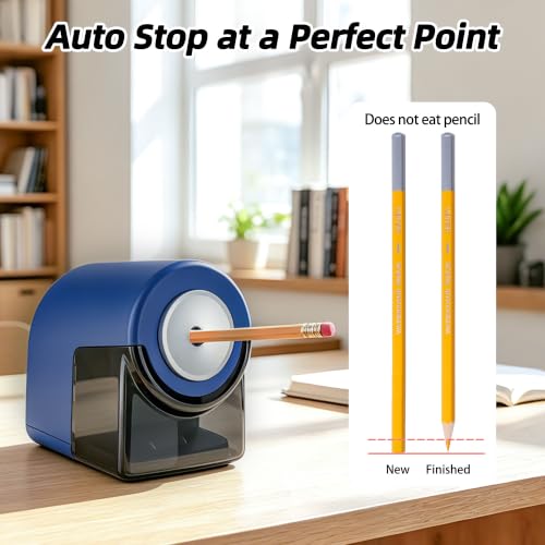 deli Electric Pencil Sharpener,Heavy Duty Pencil Sharpener, Blue - color: Blue