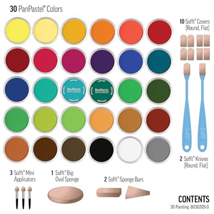 PanPastel Artist Pastels by Golden, Painting Set, 30 Colors | Artist grade soft pastels in a unique pan format for smooth blending, easy uniform coverage, and low dust.