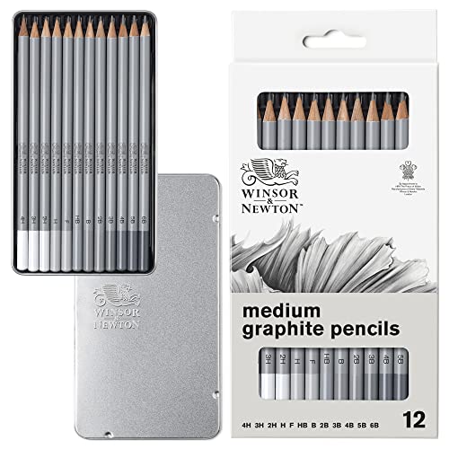 Winsor & Newton Studio Collection, Graphite Pencils, Set of 12 | Soft, Thick Core pencils, Varied Hardness, Soft Smooth Texture, Easy Blending, Stylish Metal Tin Included, High Quality Lead - style: 12 Colors Pencils