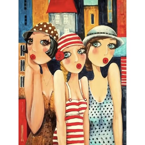 Pretty Fashion Ladies 5D Diamond Painting Kits for Adults, Pretty fashion girl Diamond Art Kits for Adults Beginner, girl DIY Full Drill Diamond Dot Gem Painting for Home Wall Decor 12x16inch - color: 25-39 Fashion girl