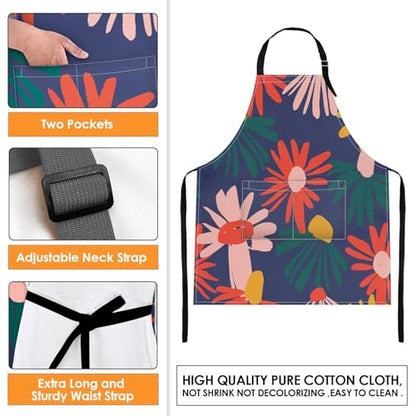 Britimes Apron with Pockets, 32x28 inch, for Women Men, Floral Colorful - color: Flowers