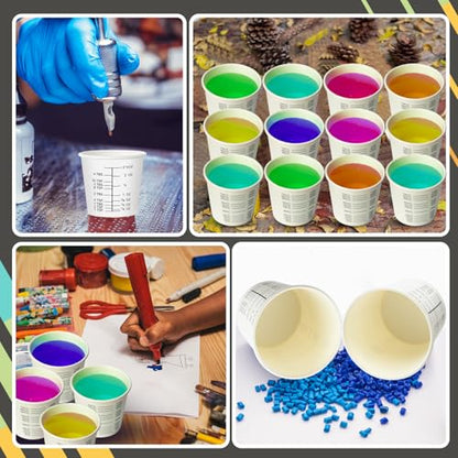 Sliner 200 Pcs 3 oz Graduated Paper Cups Disposable Wax Coated Medicine Cups Disposable Measuring with Clear Measurements for Measuring Resin, Mixing Paint, Resin, Stain, Epoxy