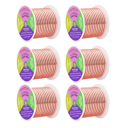 Mandala Crafts 8 Gauge Rose Gold Tone Combo Anodized Aluminum Craft Wire - color: Rose Gold Tone Combo, size: 8 Gauge 20X6 Feet