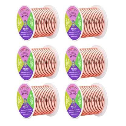 Mandala Crafts 8 Gauge Rose Gold Tone Combo Anodized Aluminum Craft Wire - color: Rose Gold Tone Combo, size: 8 Gauge 20X6 Feet