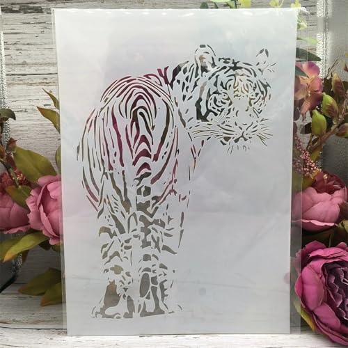 TIAMECH A4 Reusable Walking Tiger Stencil for Painting - style: Walking Tiger
