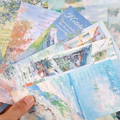 Diuhofart Sea Sketchbook Scrapbooking Kit, 128 Pcs Journal Set | Includes A6 notebook, blue coastal papers, PET stickers, washi tape and ephemera for journals, cards and memory books. - color: Sea Sketchbook