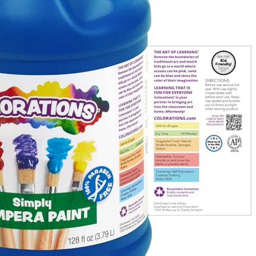 Colorations Paraben-Free Tempera Paint for Kids, 1 Gallon, Vibrant Black | Non-Toxic and Made in the USA, Classroom Must Haves, Bulk Arts & Crafts Supplies - color: Black