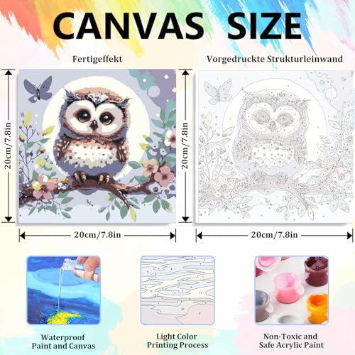 Aestalrcus Paint by Numbers Kit for Kids with Frame, Owl, 8x8 inch - color: style-5