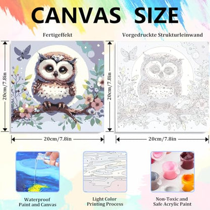 Aestalrcus Paint by Numbers Kit for Kids with Frame, Owl, 8x8 inch - color: style-5