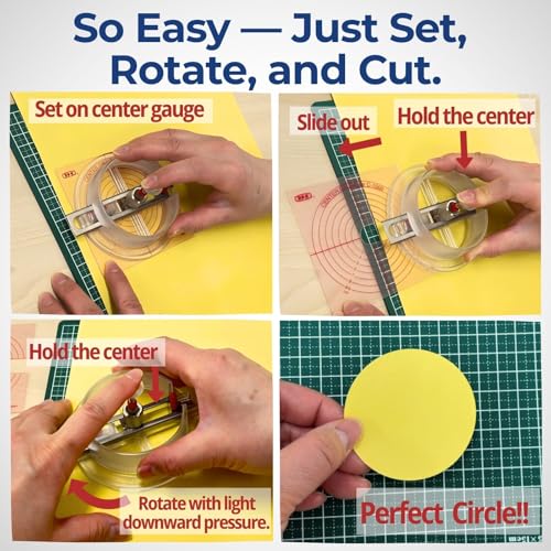 NT iC-1500P Circle Cutter Set with Center Gauge, Adjustable Paper Craft Tool, Blades (BDA-200P) + Cutting Mat, Made in Japan
