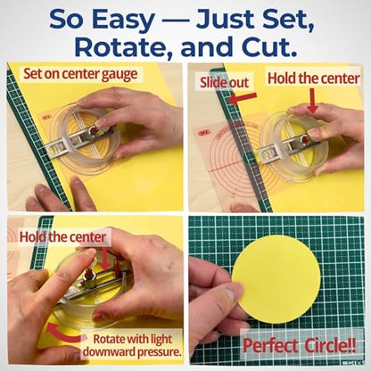 NT iC-1500P Circle Cutter Set with Center Gauge, Adjustable Paper Craft Tool, Blades (BDA-200P) + Cutting Mat, Made in Japan