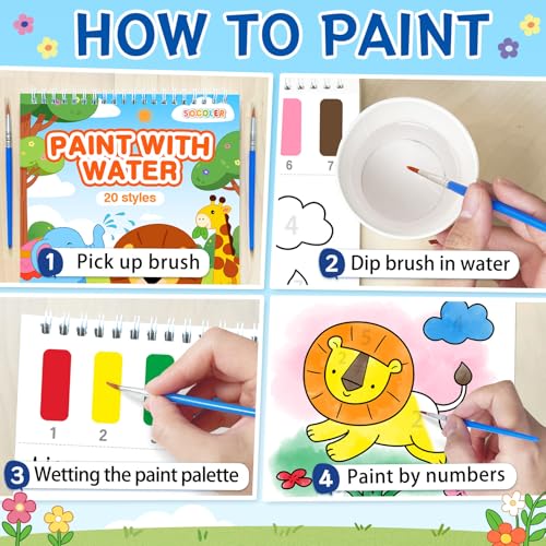 Paint with Water Coloring Books for Kids & Toddlers(Animal) | Mess Free Watercolor Painting Set, Water Color Painting Book,Craft Art Kit, Boys & Girls Birthday Gift, Travel Activity Toy - style: Animal A